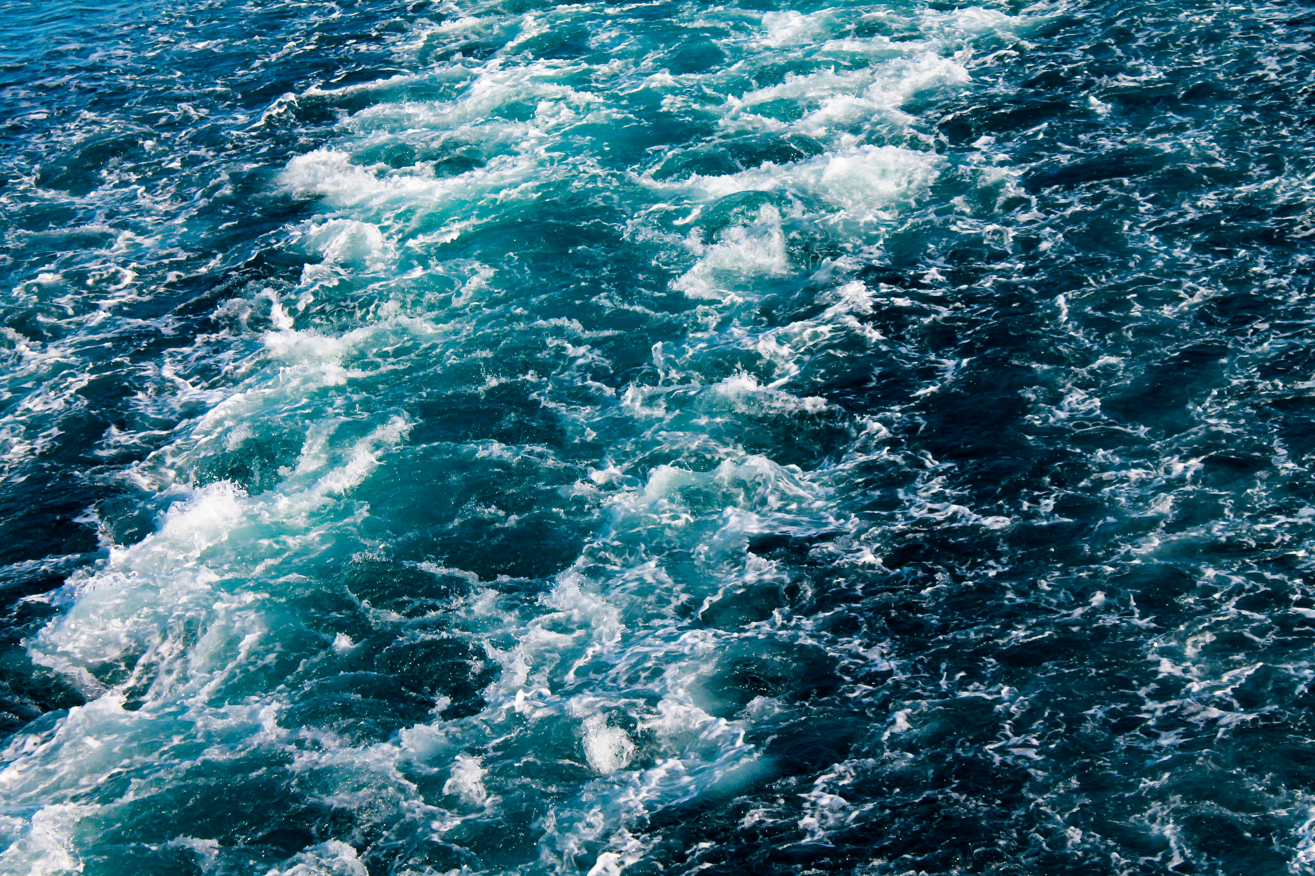 Ocean water with boat wake waves